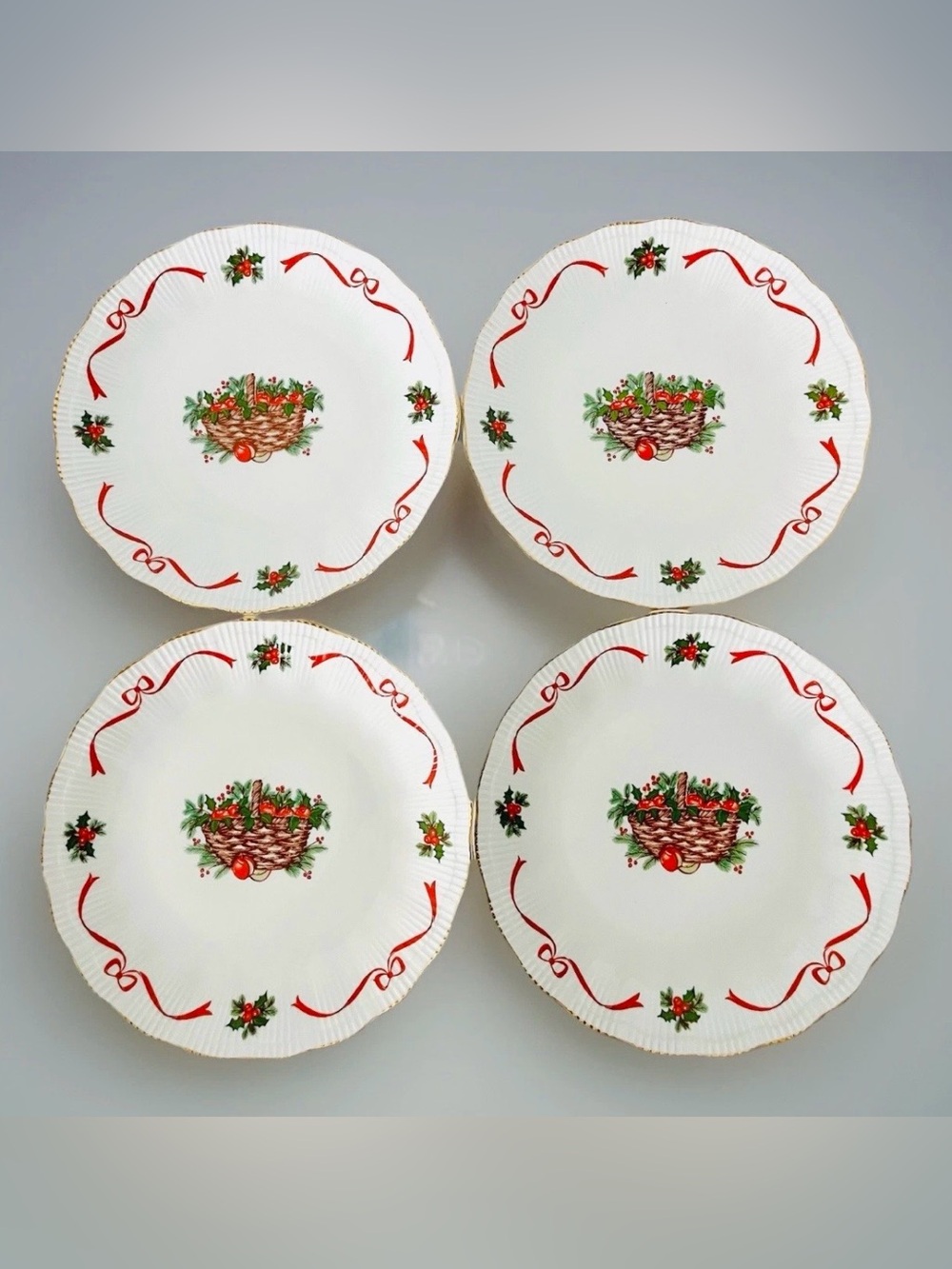 Southington by Baum Bros BASKETOf CHEER Dinner Plates 24k Gilt 9.75” Set of 4